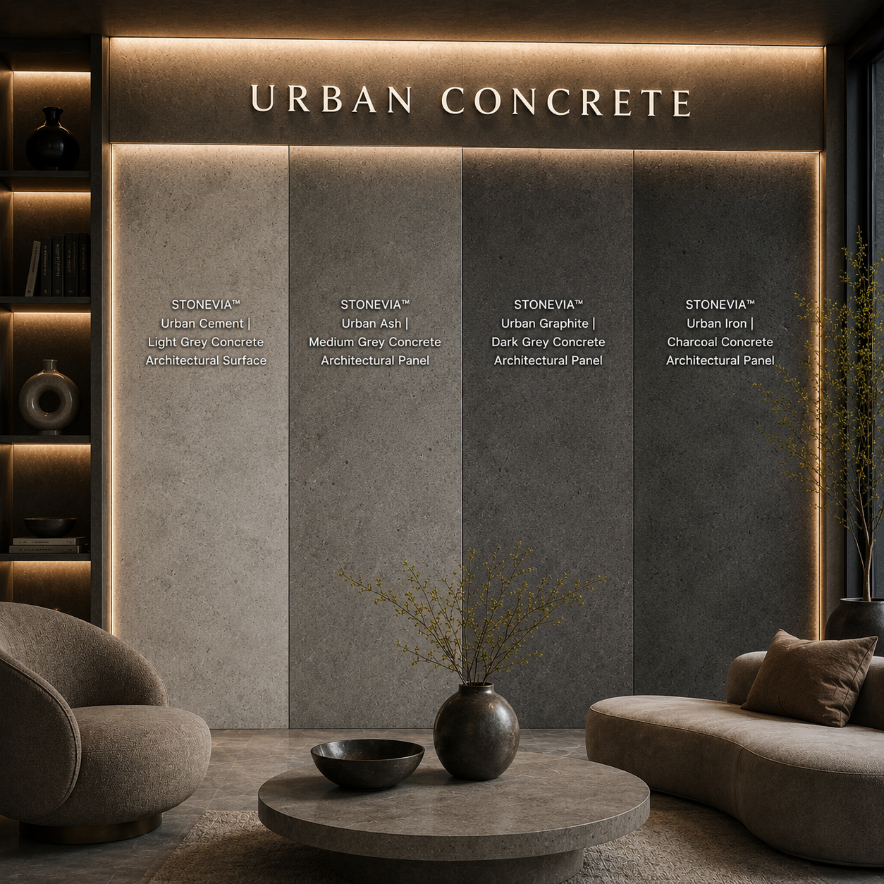 STONEVIA™ Urban Concrete Collection | Contemporary Concrete Effect Panels