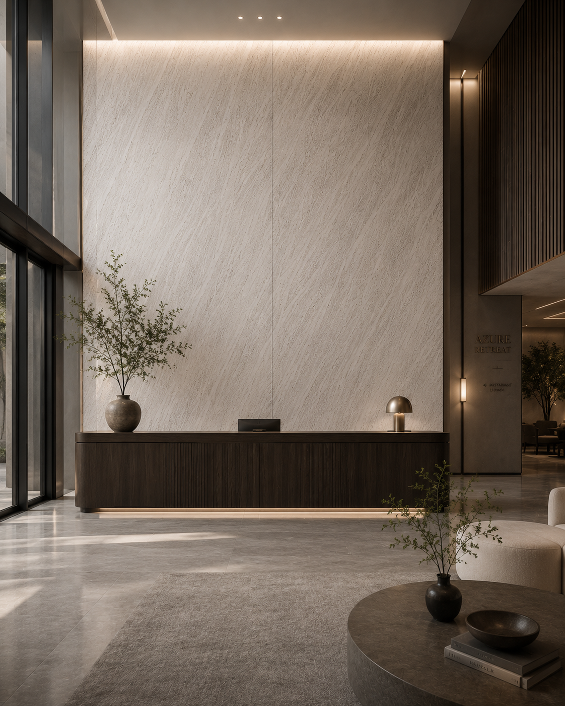 STONEVIA™ Pearl Cavern | Panel de piedra flexible de travertino blanco