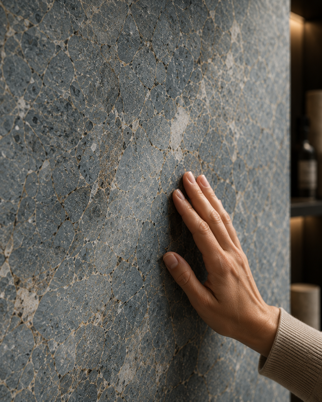 STONEVIA™ Fresno Imperial | Panel arquitectónico de piedra pulida gris