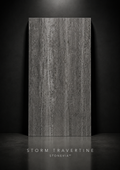 STONEVIA™ Storm Travertino | Panel efecto travertino gris oscuro