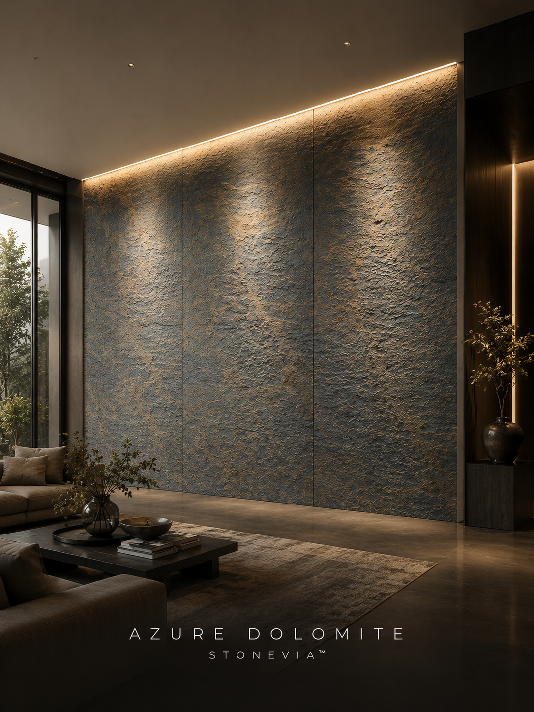 STONEVIA™ Dolomita Azul Azure | Panel de Piedra Flexible de Dolomita Azul
