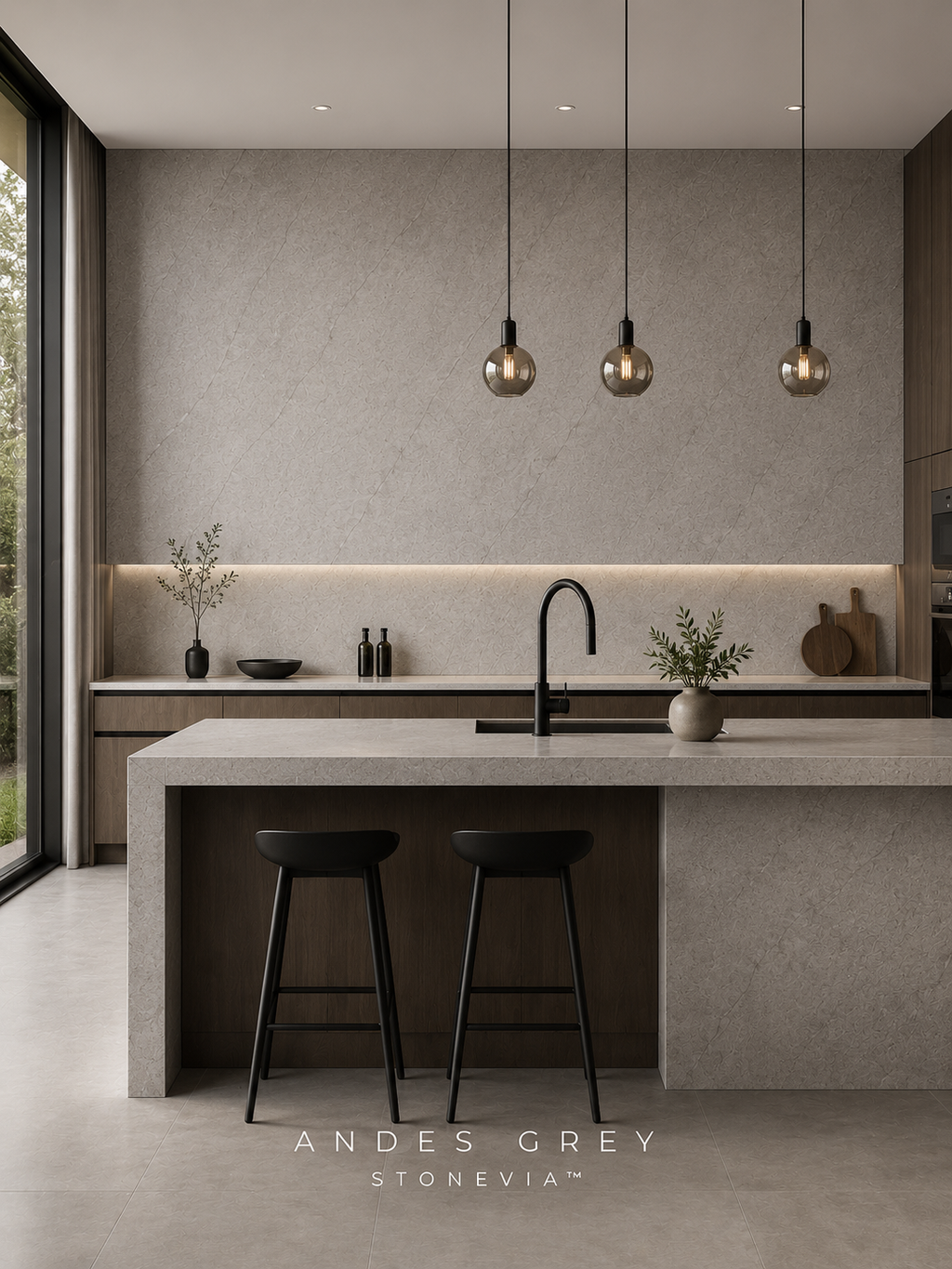 STONEVIA™ Cuarcita Andes | Panel de Piedra Flexible de Cuarcita Gris