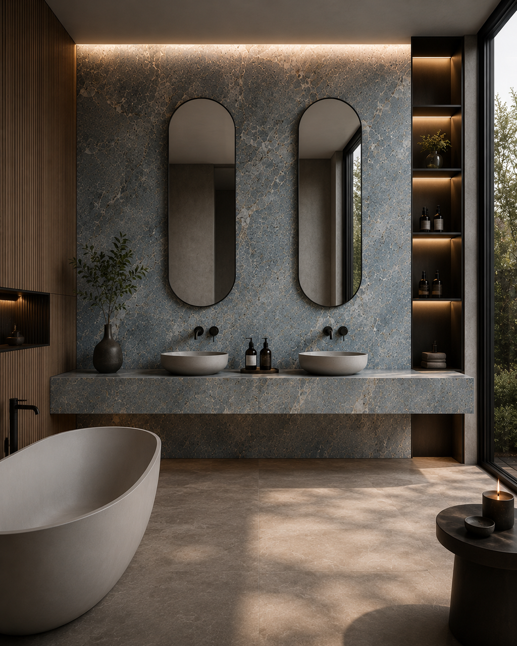 STONEVIA™ Fresno Imperial | Panel arquitectónico de piedra pulida gris